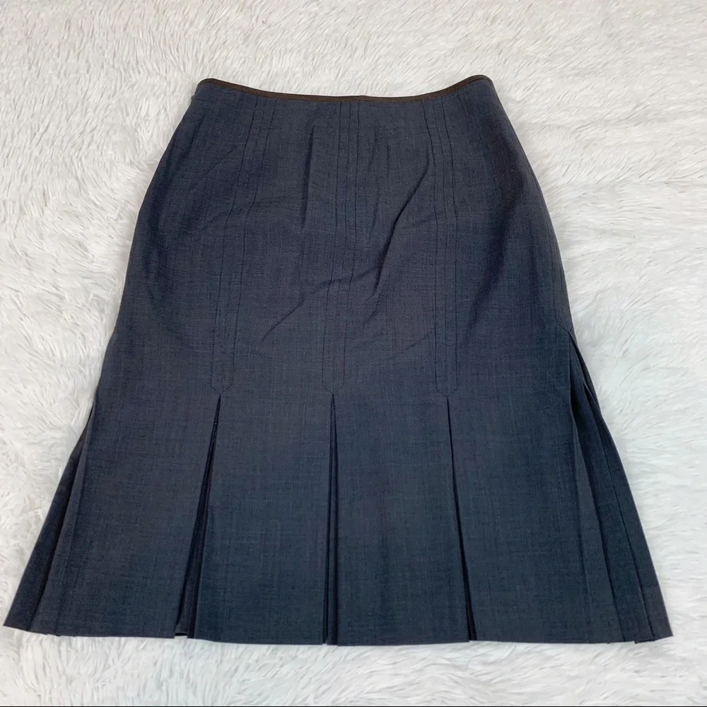 Paul Smith Blue Wool pleated slit knee length Skirt‎ straight pencil